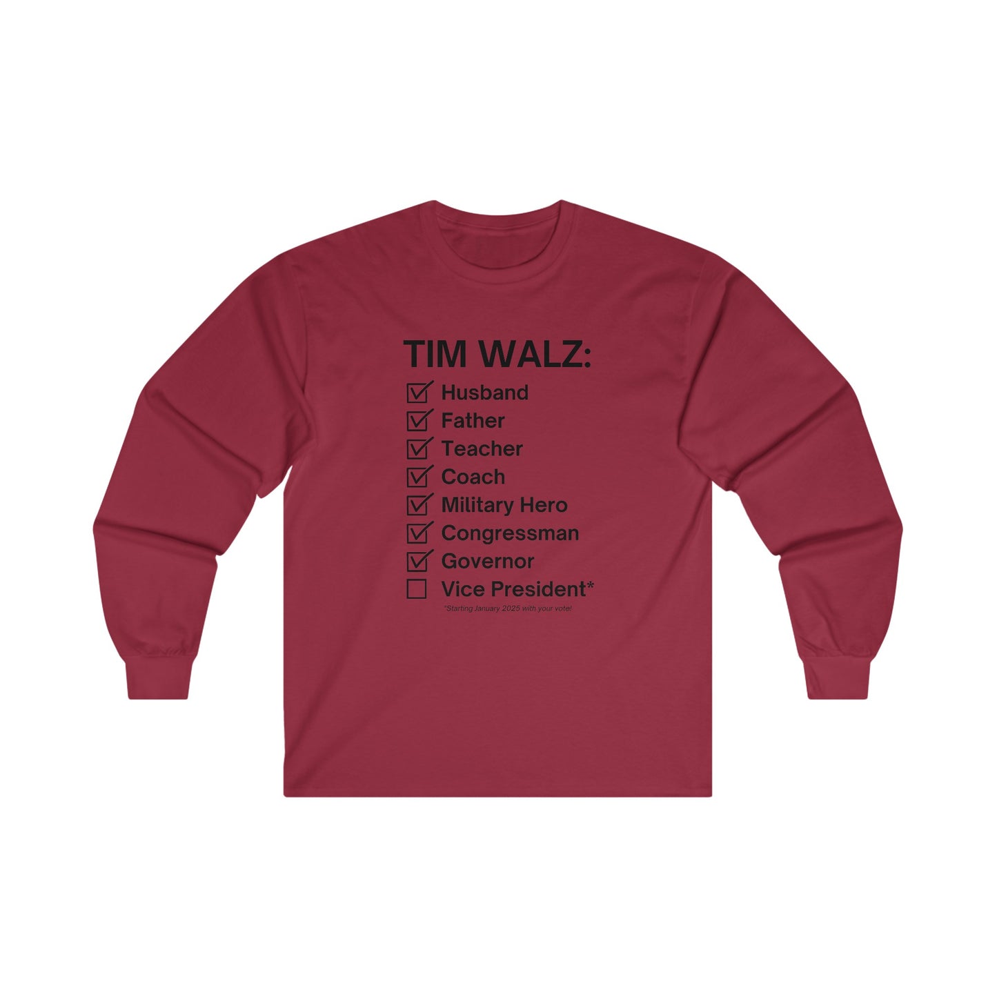 Tim Walz Checklist Long Sleeve Tee