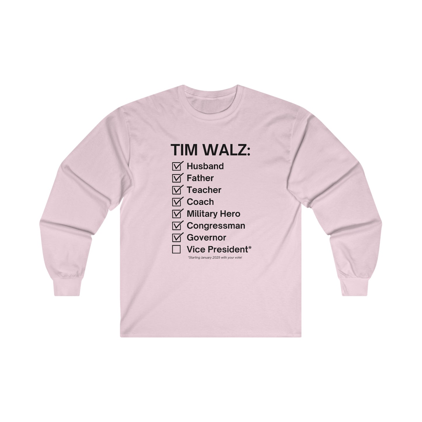 Tim Walz Checklist Long Sleeve Tee