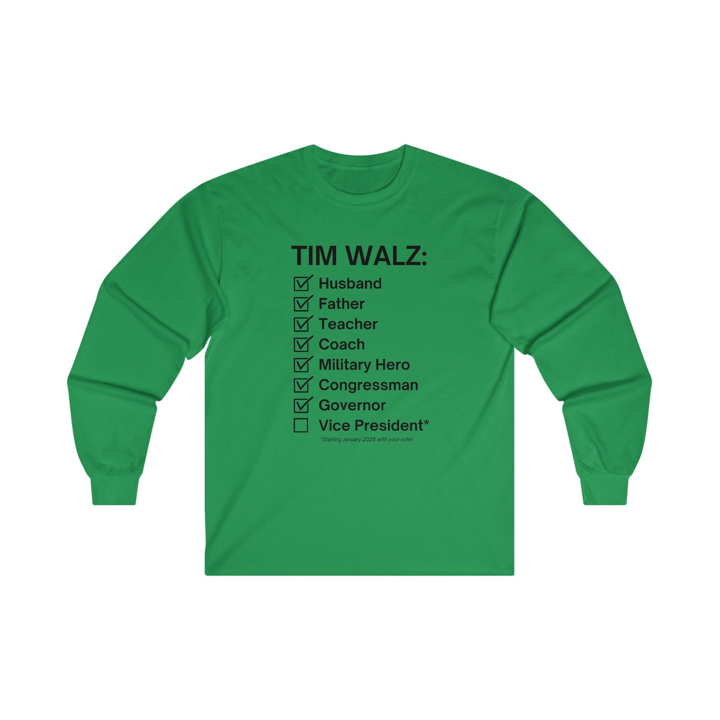 Tim Walz Checklist Long Sleeve Tee