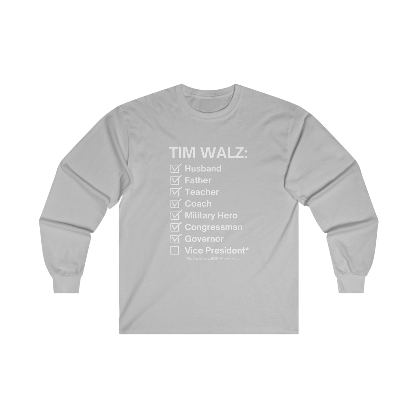 Tim Walz Checklist Long Sleeve Tee