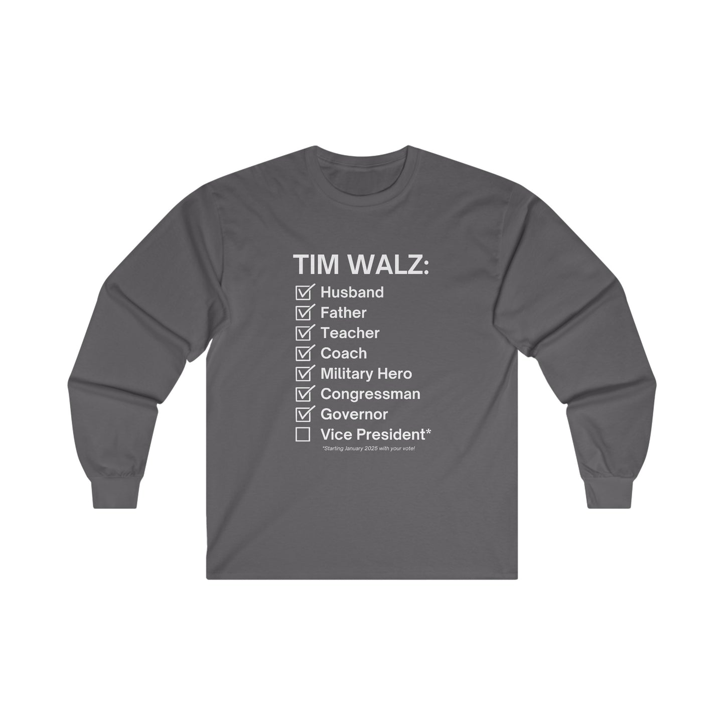 Tim Walz Checklist Long Sleeve Tee