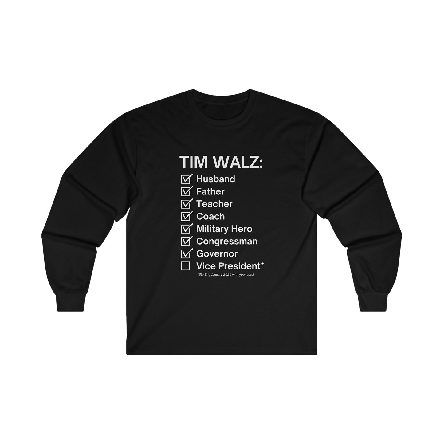 Tim Walz Checklist Long Sleeve Tee