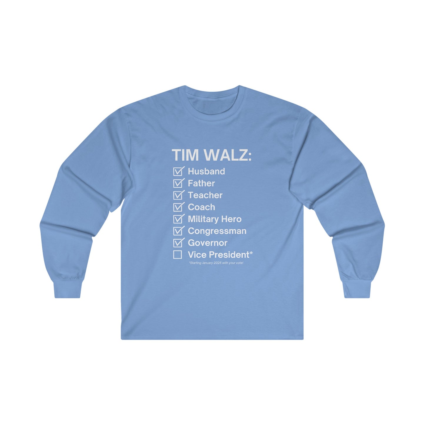 Tim Walz Checklist Long Sleeve Tee